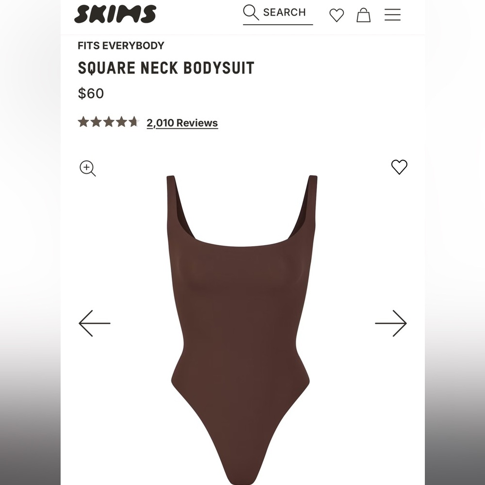 SKIMS Square Neck Bodysuit - Cocoa Brown Size S